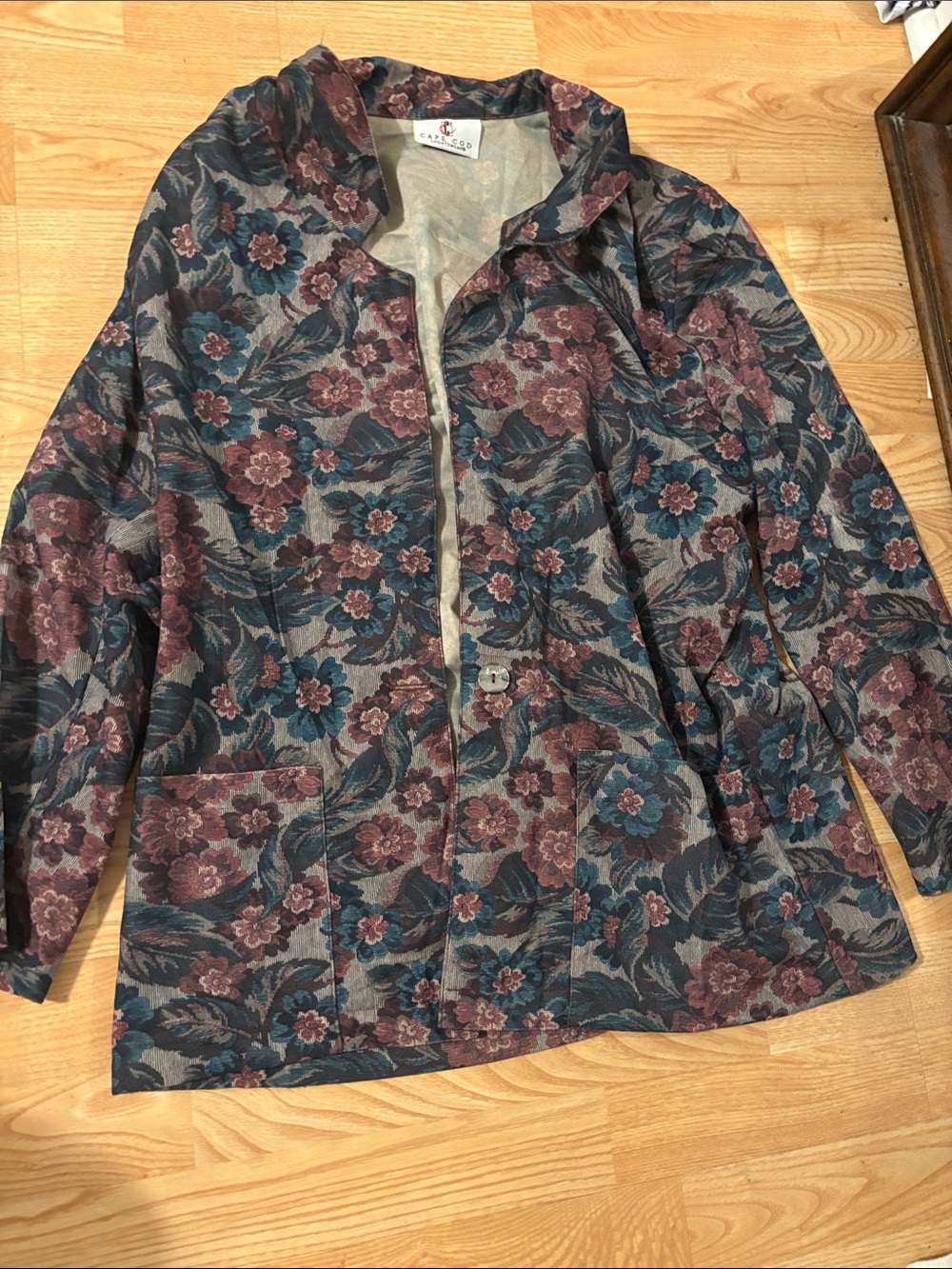 Vintage Cape Cod floral tapestry-woven blazer jacket